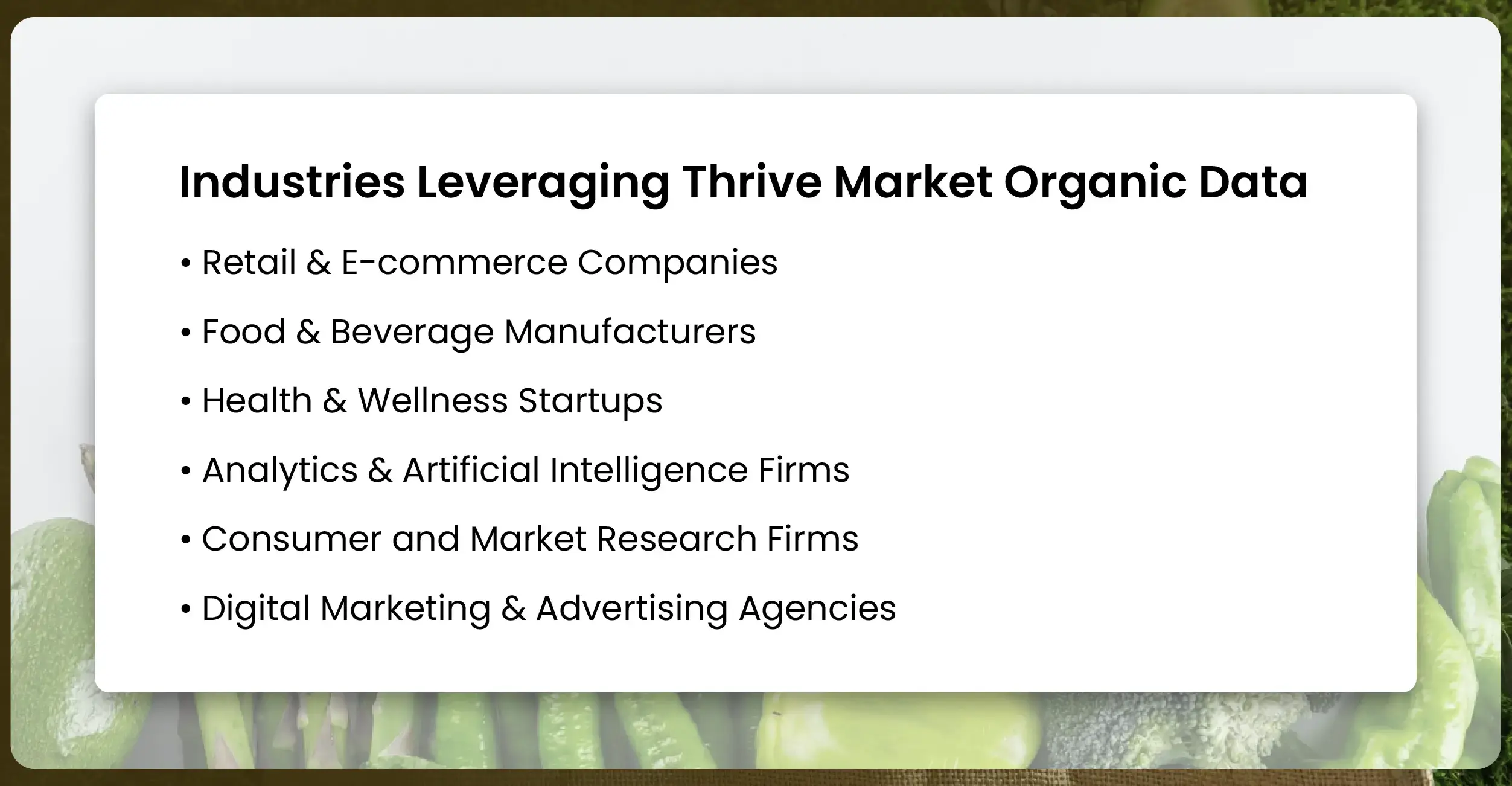 Industries Leveraging Thrive Market Organic Data